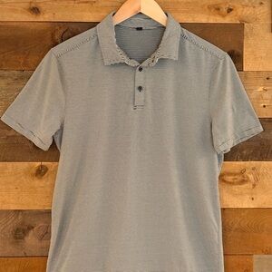 lululemon athletica Gray striped  Polo Shirt
